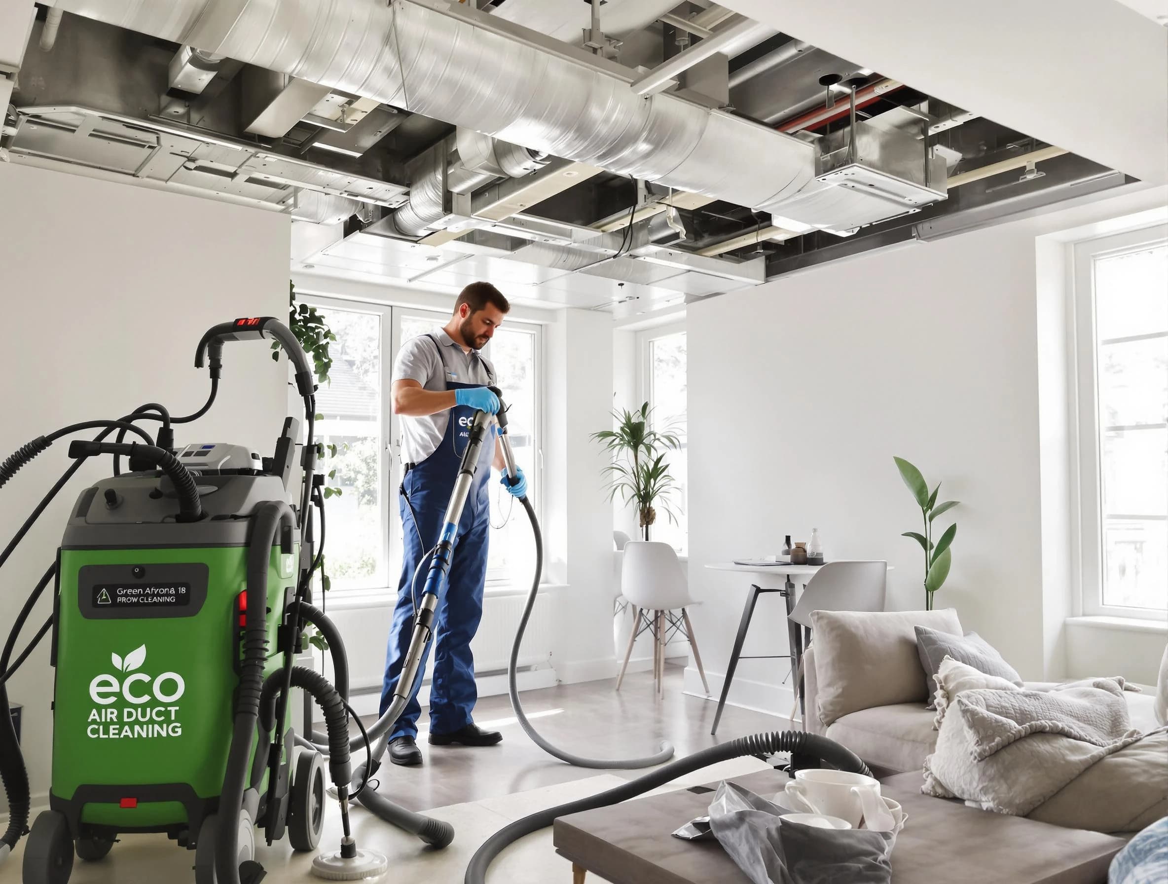 Payson Air Duct Cleaning technician performing eco-friendly duct cleaning using sustainable methods in Payson