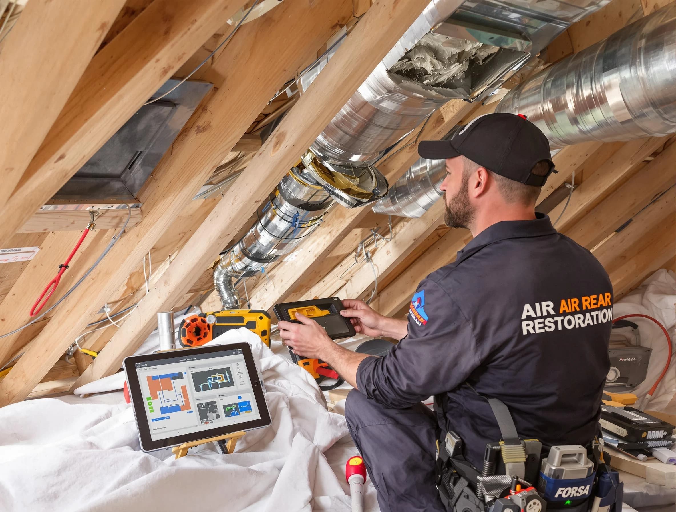 Payson Air Duct Cleaning technician performing precise duct repair work in Payson