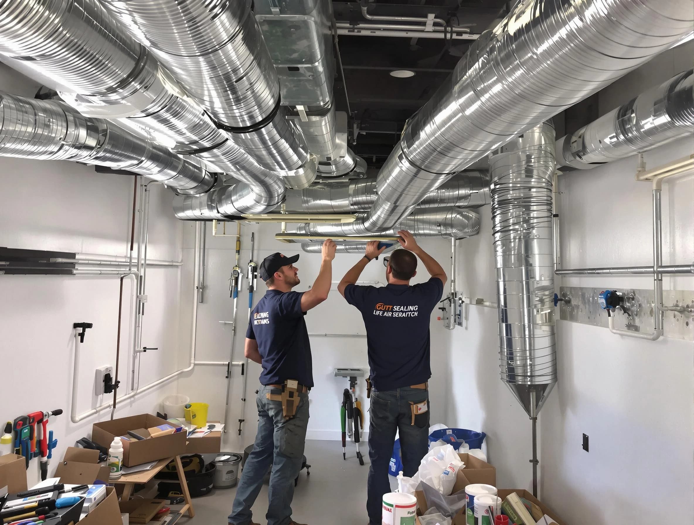 Payson Air Duct Cleaning technician applying professional duct sealing solutions in Payson