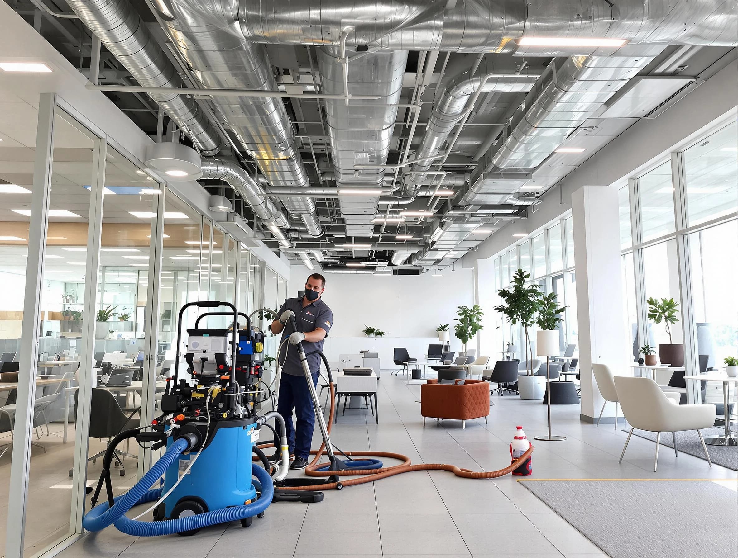 Payson Air Duct Cleaning team conducting comprehensive commercial duct cleaning at a business location in Payson