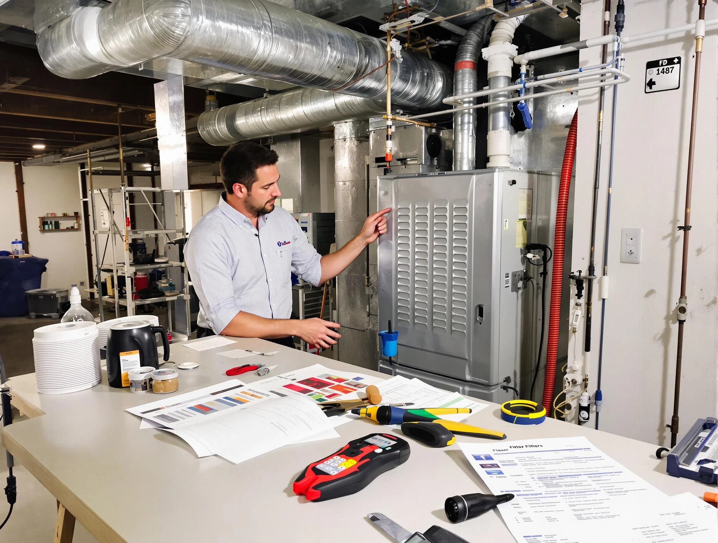 Payson Air Duct Cleaning inspector conducting detailed filter system evaluation using professional diagnostic tools in Payson