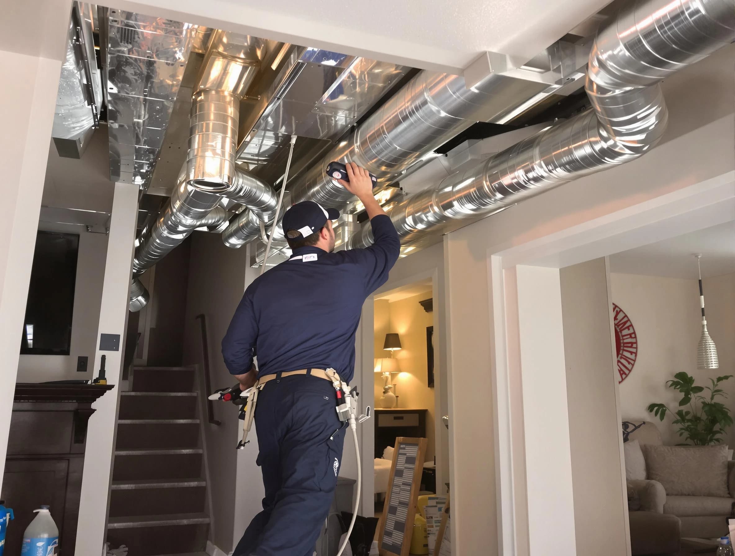 Payson Air Duct Cleaning expert performing specialized duct cleaning in a mobile home in Payson