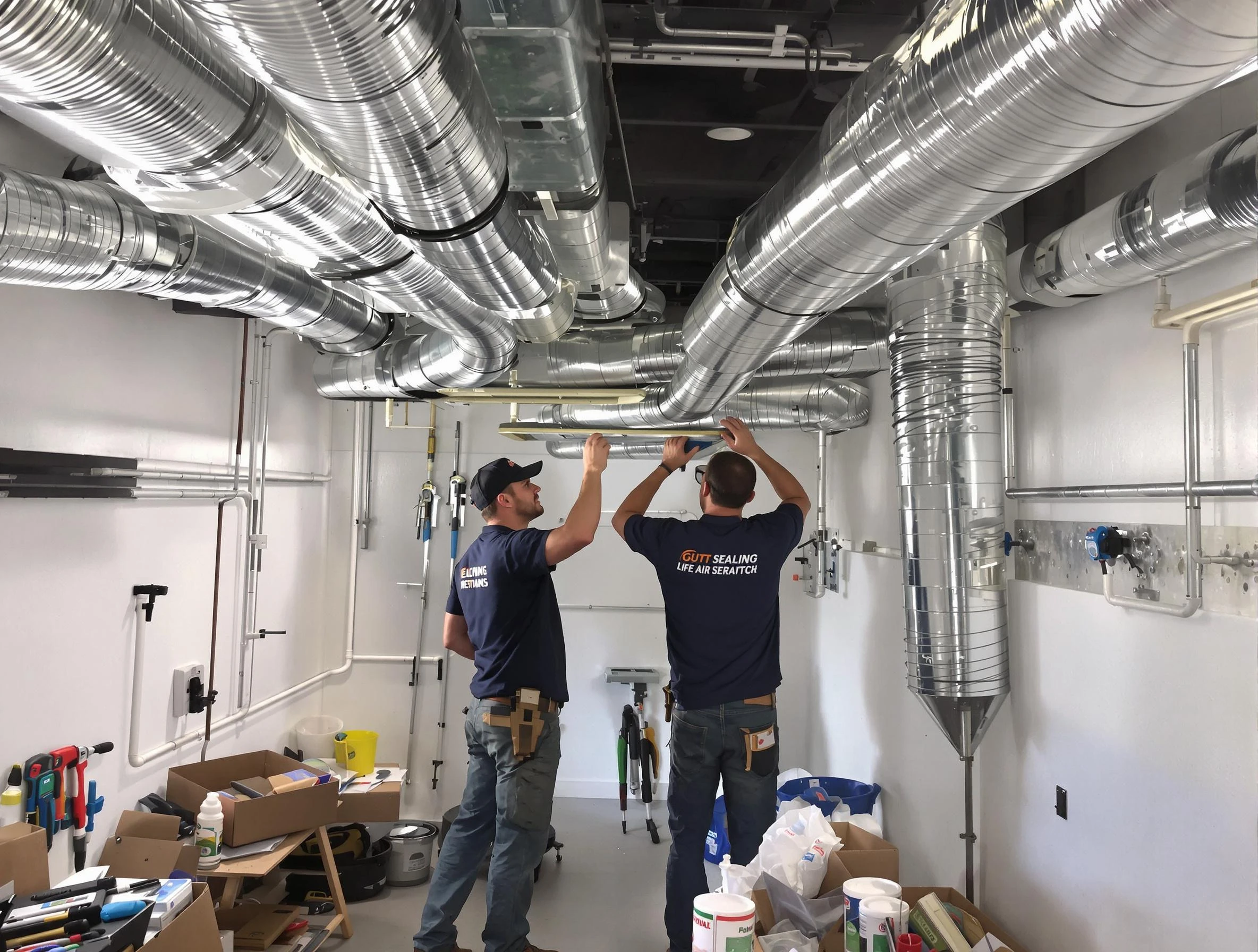 Payson Air Duct Cleaning technician applying professional duct sealing solutions in Payson